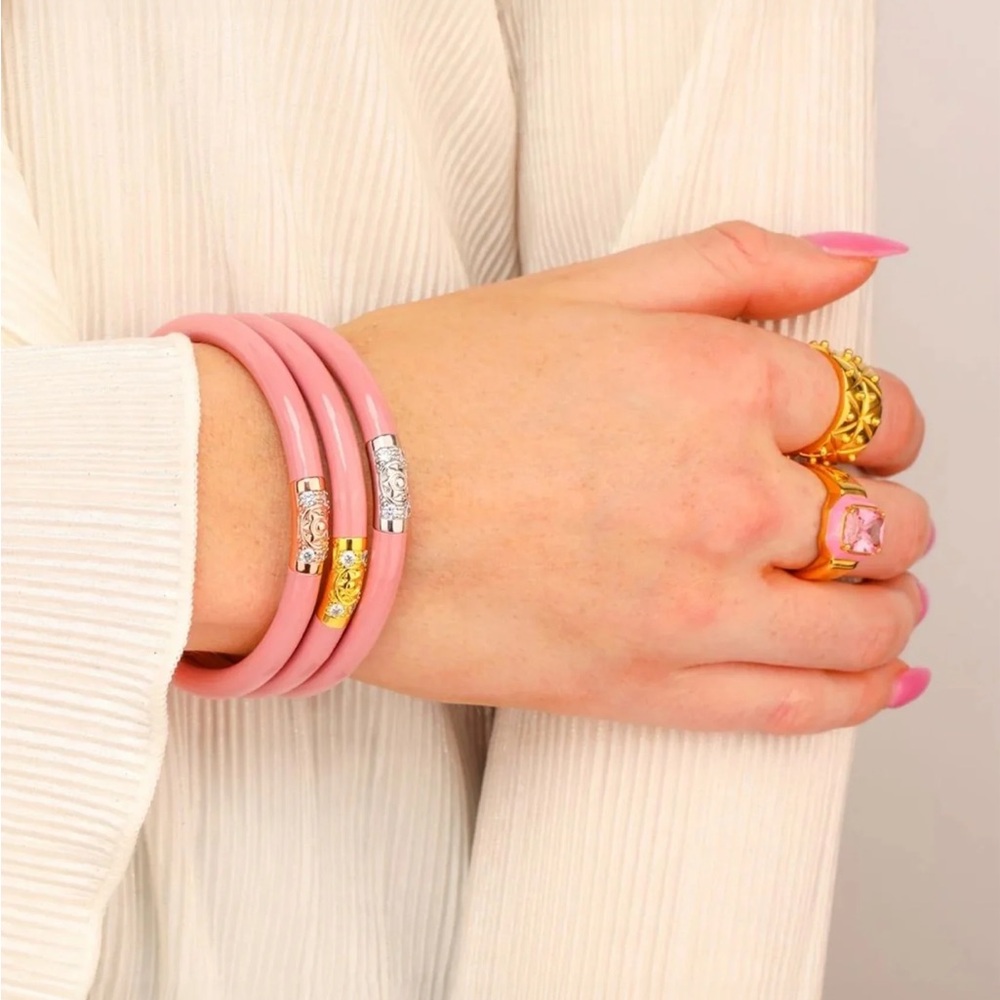 NEW BudhaGirl Three Kings All Weather Bangles – Blush | Medium | Set of 3 - Picture 2 of 6